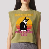 Introverted But Willing To Discuss Cats Garment-Dyed Women's Muscle Tee