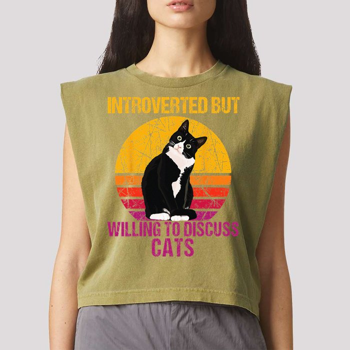 Introverted But Willing To Discuss Cats Garment-Dyed Women's Muscle Tee