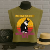 Introverted But Willing To Discuss Cats Garment-Dyed Women's Muscle Tee