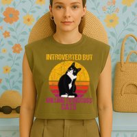 Introverted But Willing To Discuss Cats Garment-Dyed Women's Muscle Tee