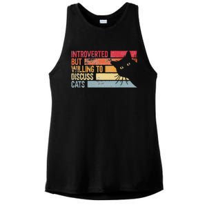 Introverted But Willing To Discuss Cats. Funny Cats Lover Ladies PosiCharge Tri-Blend Wicking Tank