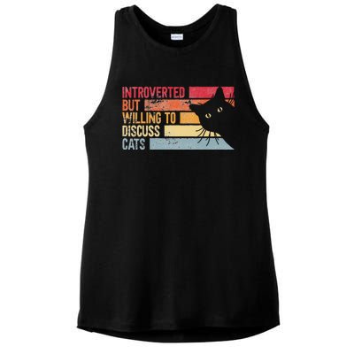 Introverted But Willing To Discuss Cats. Funny Cats Lover Ladies PosiCharge Tri-Blend Wicking Tank