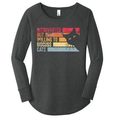 Introverted But Willing To Discuss Cats. Funny Cats Lover Women's Perfect Tri Tunic Long Sleeve Shirt