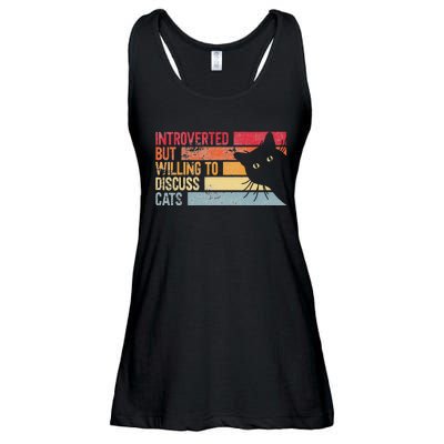 Introverted But Willing To Discuss Cats. Funny Cats Lover Ladies Essential Flowy Tank