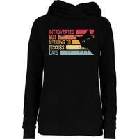 Introverted But Willing To Discuss Cats. Funny Cats Lover Womens Funnel Neck Pullover Hood