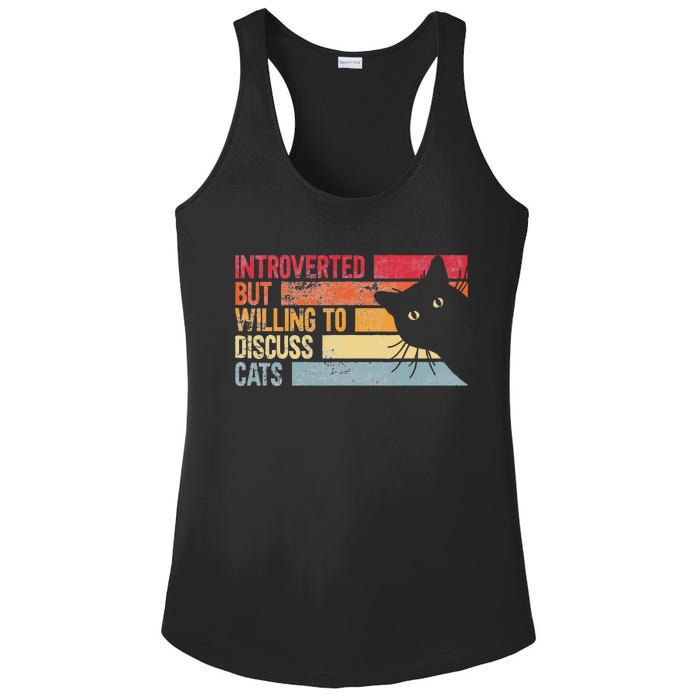 Introverted But Willing To Discuss Cats. Funny Cats Lover Ladies PosiCharge Competitor Racerback Tank