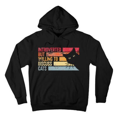 Introverted But Willing To Discuss Cats. Funny Cats Lover Tall Hoodie