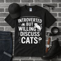 Introverted But Willing To Discuss Cats Funny Quote Tall T-Shirt