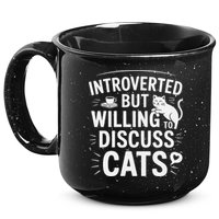 Introverted But Willing To Discuss Cats Funny Quote 15oz Campfire Ceramic Mug
