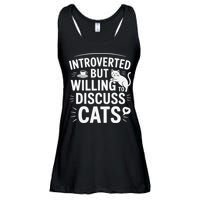Introverted But Willing To Discuss Cats Funny Quote Ladies Essential Flowy Tank