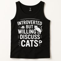 Introverted But Willing To Discuss Cats Funny Quote Tank Top