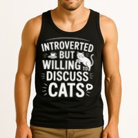 Introverted But Willing To Discuss Cats Funny Quote Tank Top