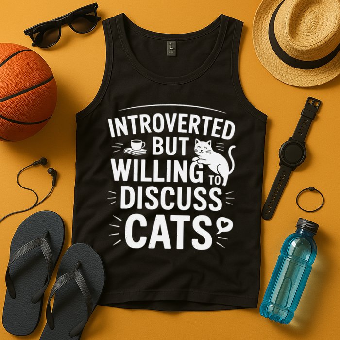 Introverted But Willing To Discuss Cats Funny Quote Tank Top