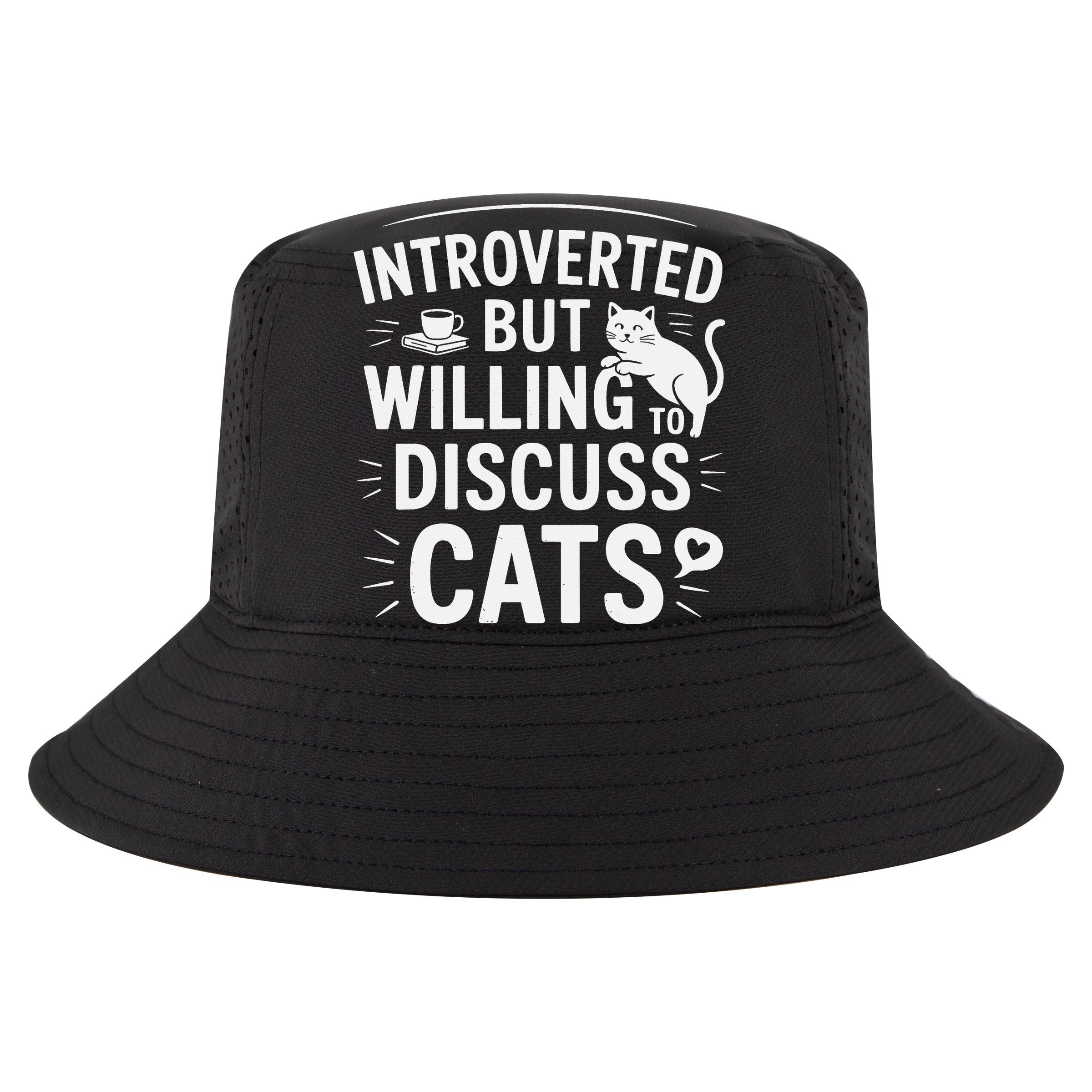 Introverted But Willing To Discuss Cats Funny Quote Cropped Pullover Crew