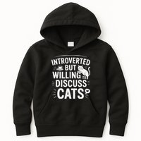 Introverted But Willing To Discuss Cats Funny Quote Kids Hoodie