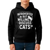 Introverted But Willing To Discuss Cats Funny Quote Kids Hoodie