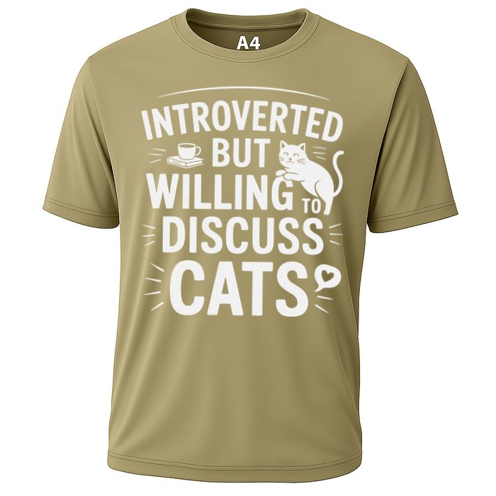 Introverted But Willing To Discuss Cats Funny Quote Cooling Performance Crew T-Shirt
