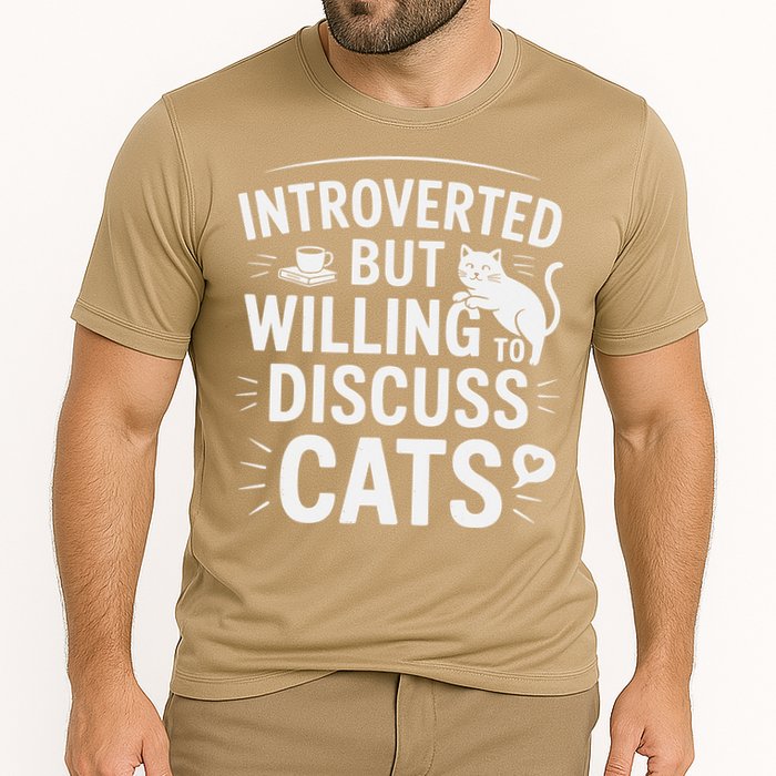 Introverted But Willing To Discuss Cats Funny Quote Cooling Performance Crew T-Shirt