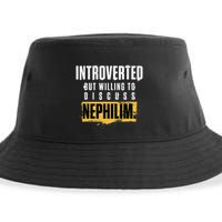 Introverted But Willing To Discuss Nephilim Introvert Quote Gift Sustainable Bucket Hat