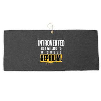 Introverted But Willing To Discuss Nephilim Introvert Quote Gift Large Microfiber Waffle Golf Towel