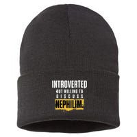 Introverted But Willing To Discuss Nephilim Introvert Quote Gift Sustainable Knit Beanie