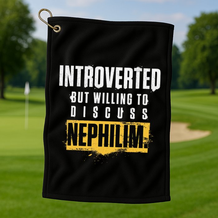 Introverted But Willing To Discuss Nephilim Introvert Quote Gift Golf Towel