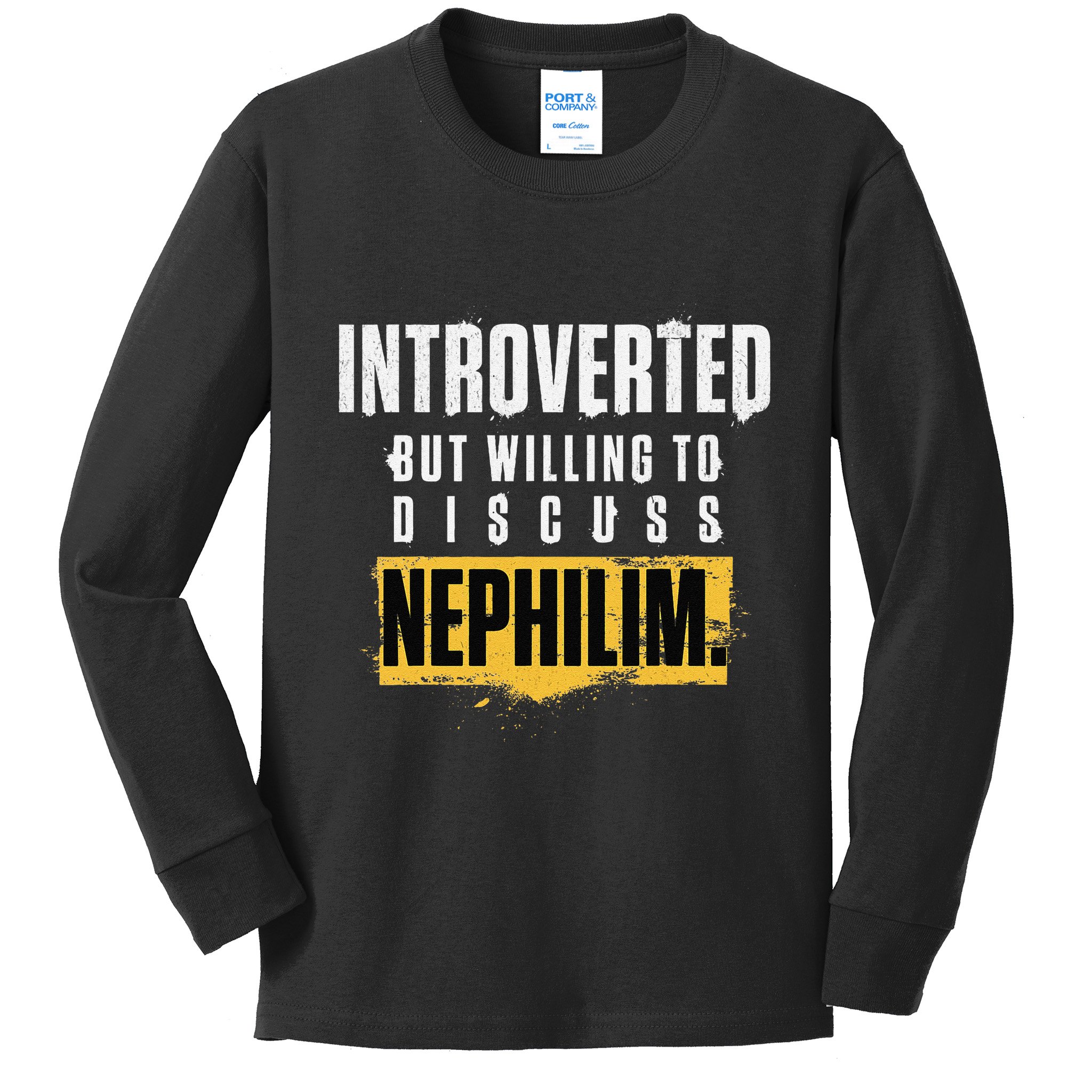 Introverted But Willing To Discuss Nephilim Introvert Quote Gift Kids Long Sleeve Shirt