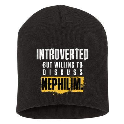 Introverted But Willing To Discuss Nephilim Introvert Quote Gift Short Acrylic Beanie