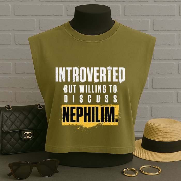 Introverted But Willing To Discuss Nephilim Introvert Quote Gift Garment-Dyed Women's Muscle Tee