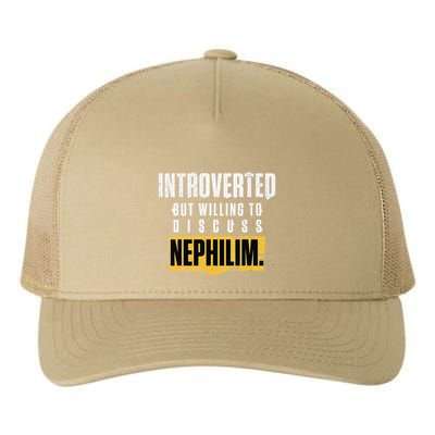 Introverted But Willing To Discuss Nephilim Introvert Quote Gift Yupoong Adult 5-Panel Trucker Hat