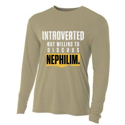 Introverted But Willing To Discuss Nephilim Introvert Quote Gift Cooling Performance Long Sleeve Crew