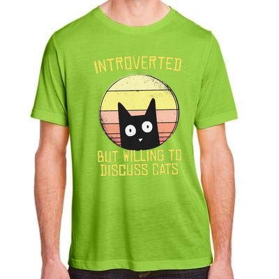 Introverted But Willing To Discuss Cats Funny Introverts  Adult ChromaSoft Performance T-Shirt