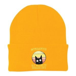 Introverted But Willing To Discuss Cats Funny Introverts  Knit Cap Winter Beanie