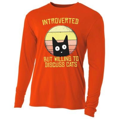 Introverted But Willing To Discuss Cats Funny Introverts  Cooling Performance Long Sleeve Crew