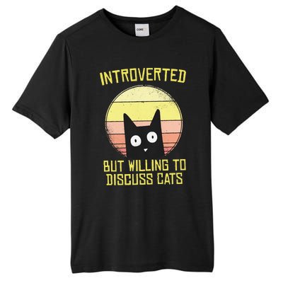 Introverted But Willing To Discuss Cats Funny Introverts  Tall Fusion ChromaSoft Performance T-Shirt