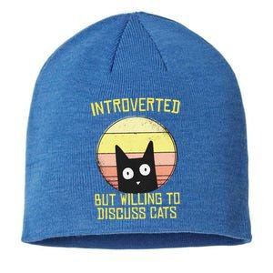 Introverted But Willing To Discuss Cats Funny Introverts  Sustainable Beanie