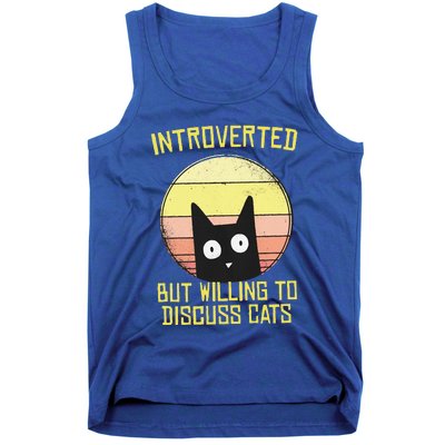 Introverted But Willing To Discuss Cats Funny Introverts  Tank Top