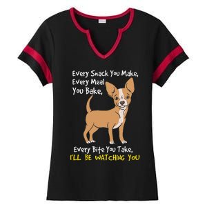 Ill Be Watching You Funny Chihuahua Dog Lover Gift Ladies Halftime Notch Neck Tee