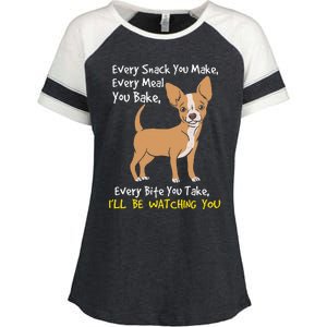 Ill Be Watching You Funny Chihuahua Dog Lover Gift Enza Ladies Jersey Colorblock Tee