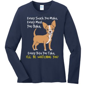 Ill Be Watching You Funny Chihuahua Dog Lover Gift Ladies Long Sleeve Shirt