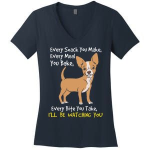 Ill Be Watching You Funny Chihuahua Dog Lover Gift Women's V-Neck T-Shirt