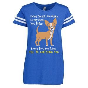 Ill Be Watching You Funny Chihuahua Dog Lover Gift Enza Ladies Jersey Football T-Shirt