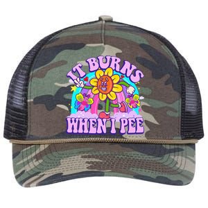 It Burns When I Pee Funny Sarcastic Ironic Inappropriate Retro Rope Trucker Hat Cap