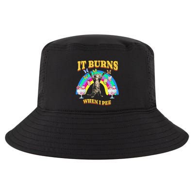 It Burns When I Pee Funny Cat Meme Rainbow Saying Sarcastic Cool Comfort Performance Bucket Hat