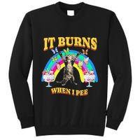 It Burns When I Pee Funny Cat Meme Rainbow Saying Sarcastic Sweatshirt