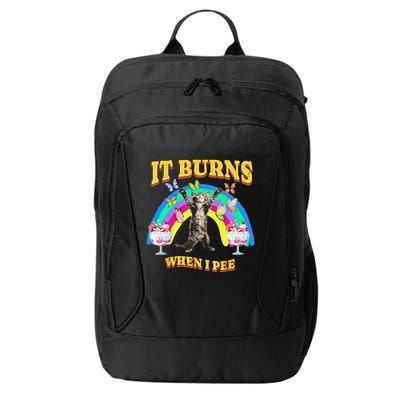 It Burns When I Pee Funny Cat Meme Rainbow Saying Sarcastic City Backpack