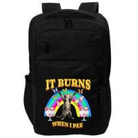 It Burns When I Pee Funny Cat Meme Rainbow Saying Sarcastic Impact Tech Backpack