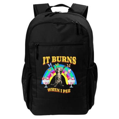 It Burns When I Pee Funny Cat Meme Rainbow Saying Sarcastic Daily Commute Backpack