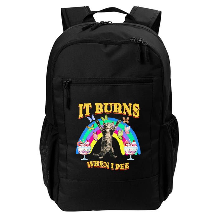 It Burns When I Pee Funny Cat Meme Rainbow Saying Sarcastic Backpack