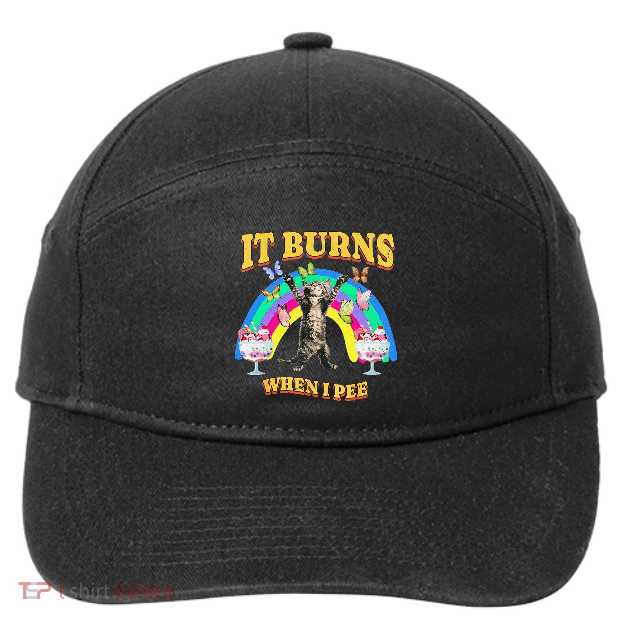 It Burns When I Pee Funny Cat Meme Rainbow Saying Sarcastic 7-Panel Snapback Hat